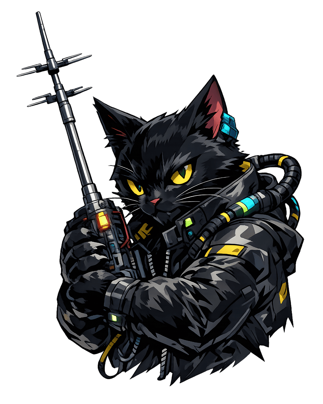 Gato preto tecnológico da tela inicial do CatSuite